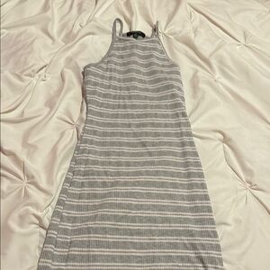 Fashion Nova Gray Halter Sleeveless Midi Sundress